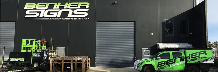 BENHER factory and signage workshop in Pakenham