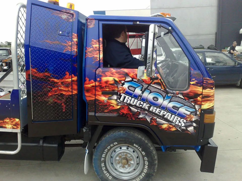choice-truck-repairs-tray-truck-side Professional Trade Vehicle Signage | BENHER Melbourne - BENHER